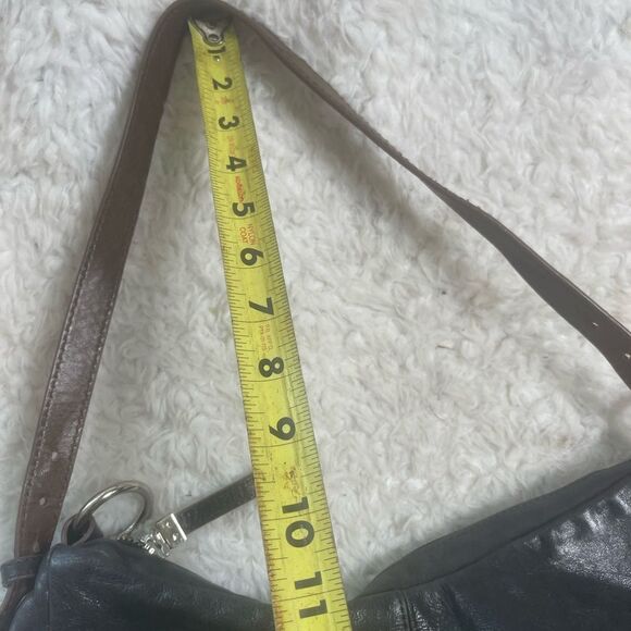 Hobo the  soft leather black large shoulder bag brown adjustable shoulder strap - Picture 9 of 12